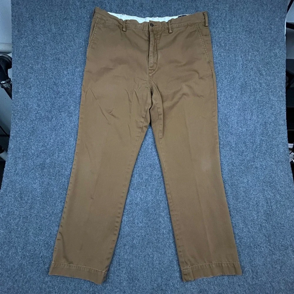 Polo Ralph Lauren Chino Pants Mens 38x30 Tan Classic Cotton Twill Straight Flat